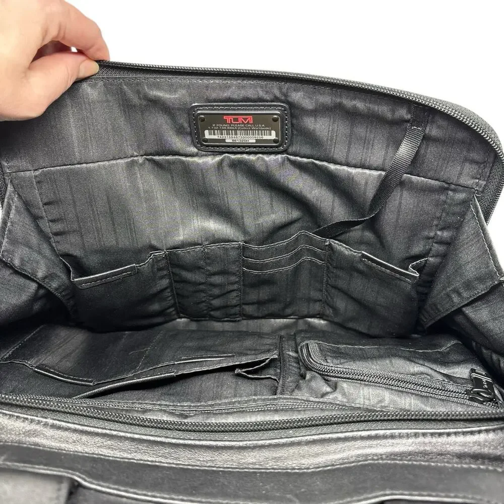 Tumi Alpha Organizer Black Leather Portfolio Briefcase Carry-On NWOT Monogrammed